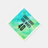 Aangepaste 40e verjaardag Waterverf Tie Dye Servet (Hoek)