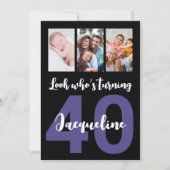 Aangepaste 40e verjaardag zwart script foto collag kaart (Voorkant)