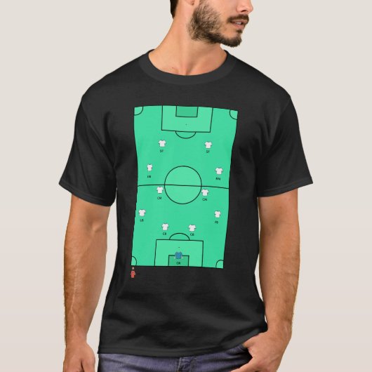 Aangepaste 442 voetbalopstelling teamrooster bord t-shirt (Voorkant)