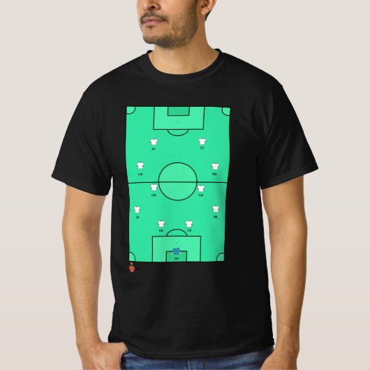 Aangepaste 442 voetbalopstelling teamrooster bord t-shirt (Voorkant)