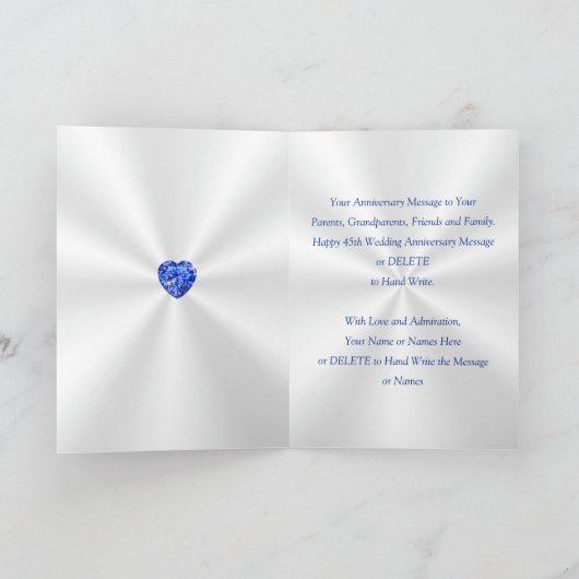 Aangepaste 45e bruiloft Jubileum Kaarten voor vrou (Binnen)