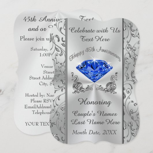 Aangepaste 45e bruiloft Jubileum-uitnodigingen Kaart (Voorkant / Achterkant)