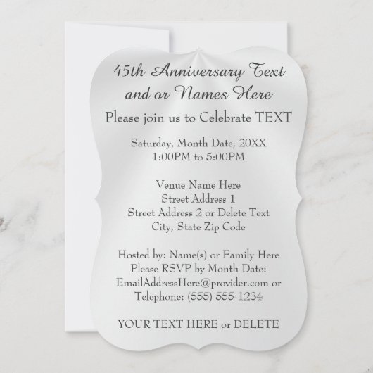 Aangepaste 45e bruiloft Jubileum-uitnodigingen Kaart (Achterkant)