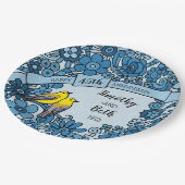 Aangepaste 45e Jubileum Sapphire Floral Bird Papieren Bordje (Gekanteld)