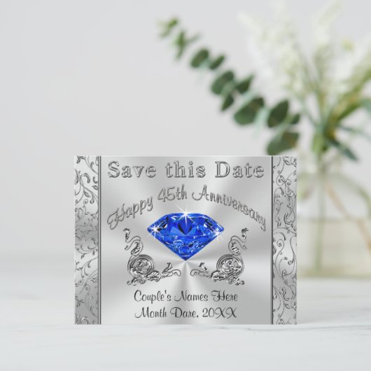 Aangepaste 45e Jubileum Uitnodigingen Save the Dat (Staand voorkant)