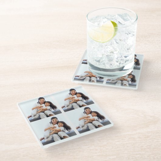 Aangepaste 4 collage-foto's glazen onderzetter (Schuin)