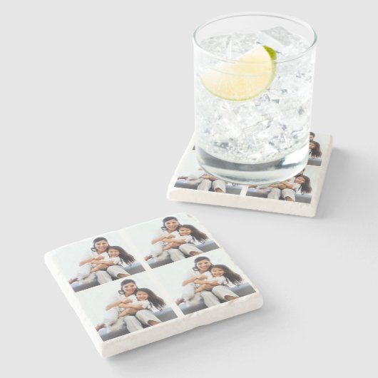 Aangepaste 4 collage-foto's stenen onderzetter (Zijkant)