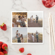 Aangepaste 4 Familie Foto Collage Gepersonaliseerd