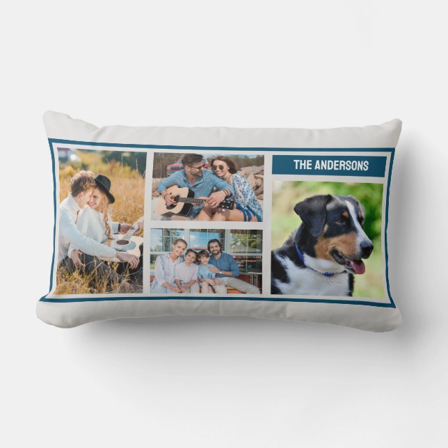 Aangepaste 4 familie fotocollage eenvoudig kussen (Voorkant)