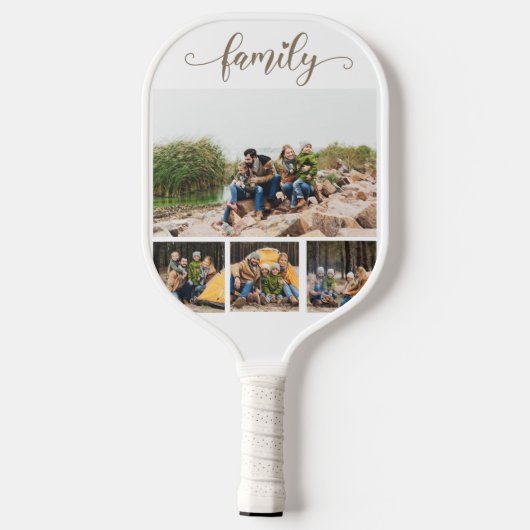 Aangepaste 4 familie fotocollage pickleball paddle (Achterkant)