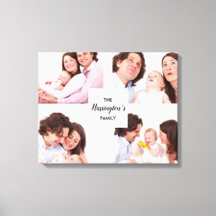Aangepaste 4 familiefoto's collage rechthoekig fra canvas afdruk