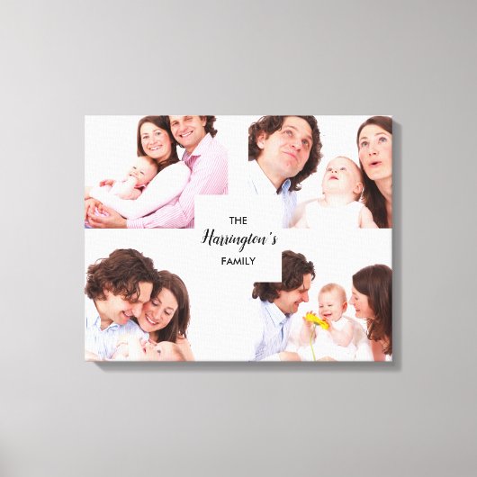 Aangepaste 4 familiefoto's collage rechthoekig fra canvas afdruk (Voorkant)