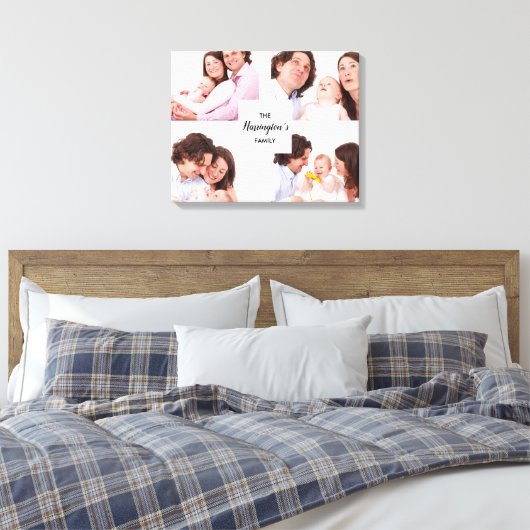 Aangepaste 4 familiefoto's collage rechthoekig fra canvas afdruk (Insitu (Slaapkamer))