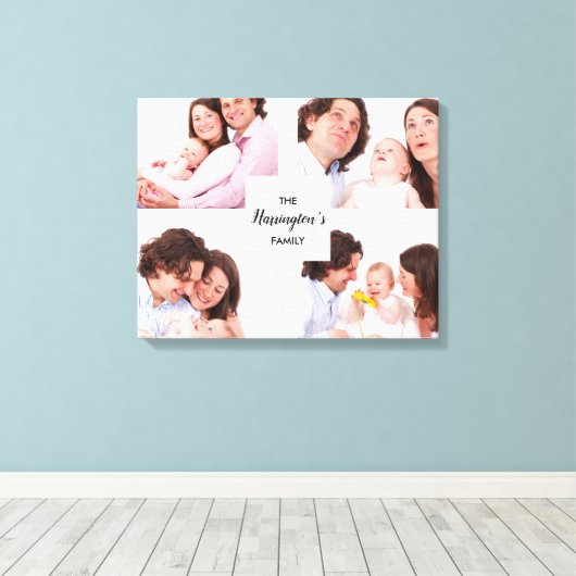 Aangepaste 4 familiefoto's collage rechthoekig fra canvas afdruk (Insitu (Houten vloer))