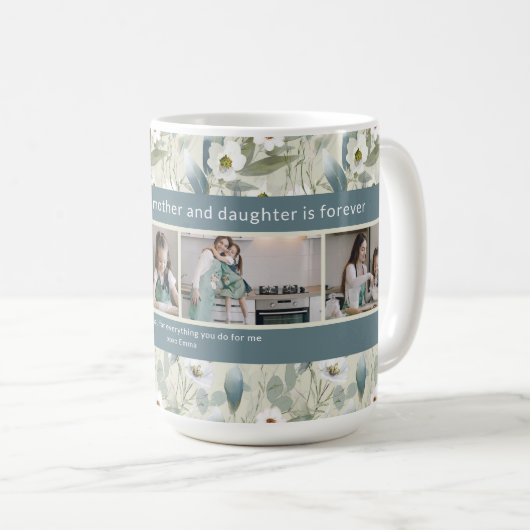 Aangepaste 4 foto bewerkbare offerte Moederdag Flo Koffiemok (Voorkant rechts)