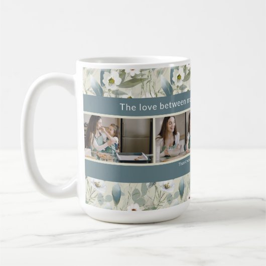 Aangepaste 4 foto bewerkbare offerte Moederdag Flo Koffiemok (Links)