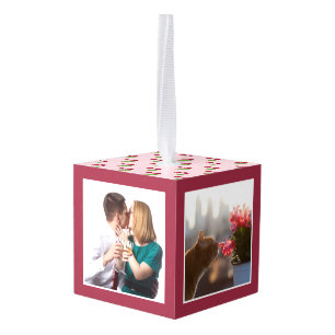 Aangepaste 4 foto bordeauxrode en kersenpatroon decoratie