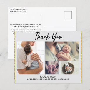 Aangepaste 4 foto collage baby bedankkaart briefkaart