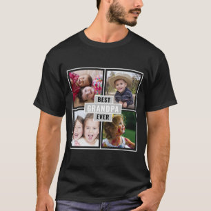 Aangepaste 4 foto collage Beste opa ooit Zwart T-shirt