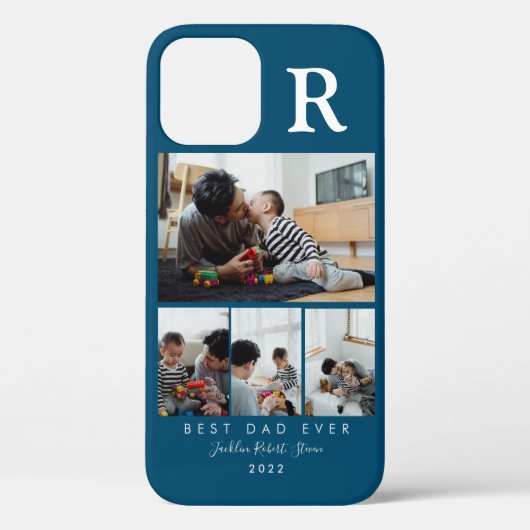 Aangepaste 4 Foto Collage Beste Papa Ooit met Init Case-Mate iPhone Case (Achterkant)