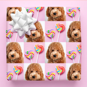 Aangepaste 4 foto collage cadeauverpakking vierkan cadeaupapier