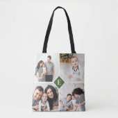 Aangepaste 4 Foto Collage Familie Monogram Tote Bag (Voorkant)