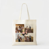 Aangepaste 4 Foto Collage Fancy Floral Canvas tas (Voorkant)
