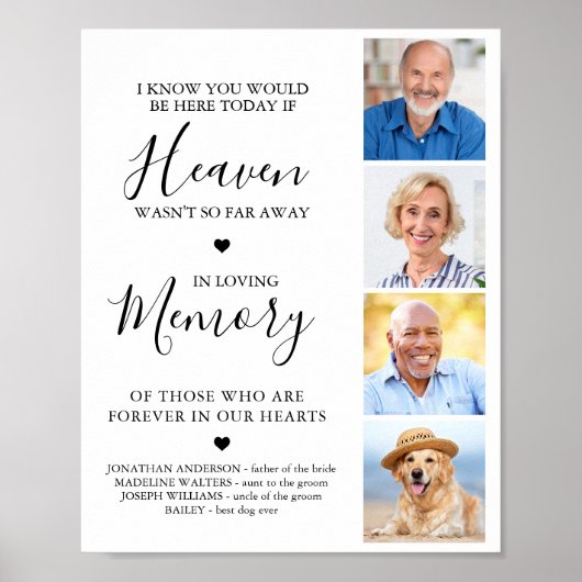 Aangepaste 4 Foto Collage Hemel Bruiloft Herdenkin Poster (Voorkant)