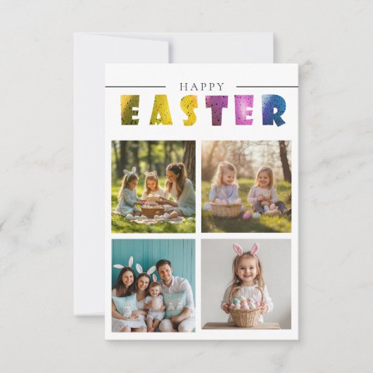 Aangepaste 4 foto collage kleurrijke Paas briefkaa Kaart (Voorkant)