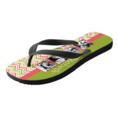 Aangepaste 4 foto collage limoen en koraal chevron teenslippers (Schuin)