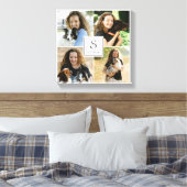 Aangepaste 4 foto collage met monogram en naam canvas afdruk (Insitu (Slaapkamer))