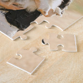 Aangepaste 4 foto collage met monogram en naam legpuzzel (Zijkant)