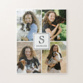 Aangepaste 4 foto collage met monogram en naam legpuzzel (Verticaal)
