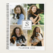 Aangepaste 4 foto collage met tekst, monogram & na planner (Voorkant)