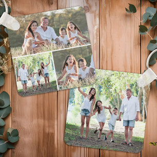 Aangepaste 4 foto collage moderne eenvoudige famil sleutelhanger