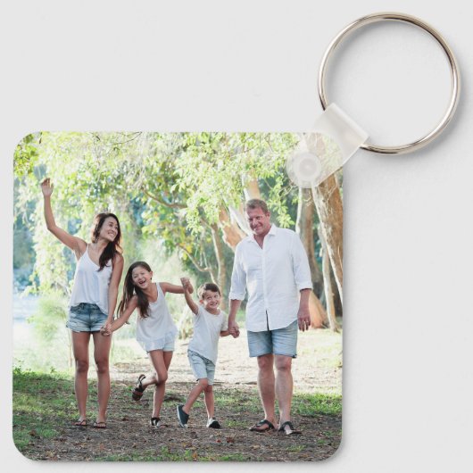 Aangepaste 4 foto collage moderne eenvoudige famil sleutelhanger (Achterkant)
