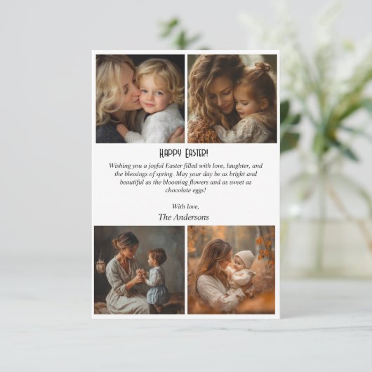 Aangepaste 4 foto collage Pasen ansichtkaarten Kaart (Staand voorkant)