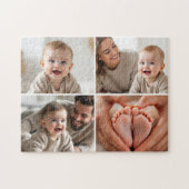 Aangepaste 4 Foto Collage Schattige Baby Legpuzzel (Horizontaal)