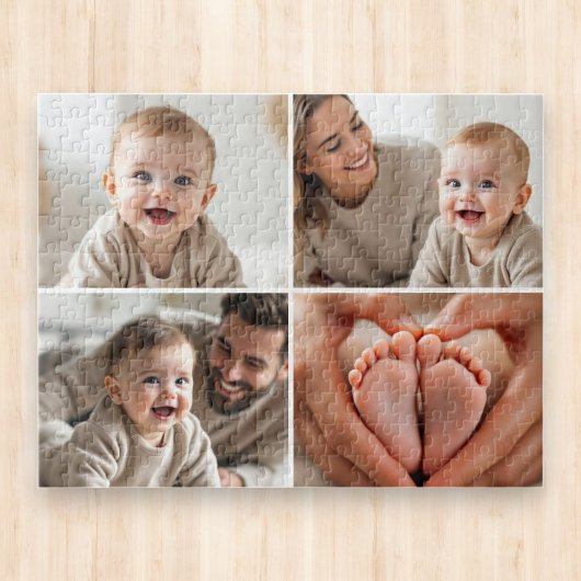 Aangepaste 4 Foto Collage Schattige Baby Legpuzzel