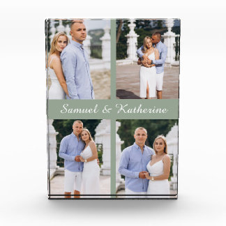 Aangepaste 4 Foto Collage Script Namen Foto Blok