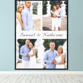 Aangepaste 4 Foto Collage Script Namen Uitgerekt Canvas Afdruk (Insitu (Houten vloer))