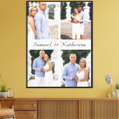Aangepaste 4 Foto Collage Script Namen Uitgerekt Canvas Afdruk (Insitu (Woonkamer))
