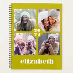 Aangepaste 4-foto gepersonaliseerde Chartreuse 202 Planner