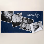 Aangepaste 4 foto-inkuilfilmstrip Navy Blue Strandlaken (Voorkant)