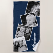 Aangepaste 4 foto-inkuilfilmstrip Navy Blue Strandlaken (Voorkant)