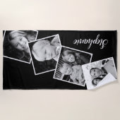 Aangepaste 4 foto-inkuilfilmstrips zwart strandlaken (Voorkant)