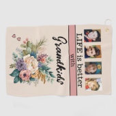 Aangepaste 4 foto kleinkinderen bloemrijk roze golfhanddoek (Horizontaal)