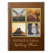 Aangepaste 4-foto leder en gouden weddingplanner notitieboek (Voorkant)