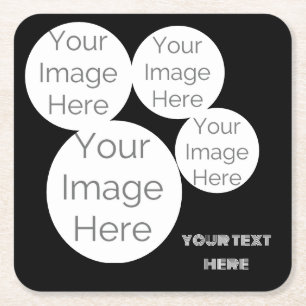 aangepaste 4 foto tekst sjabloon zwart kartonnen onderzetters