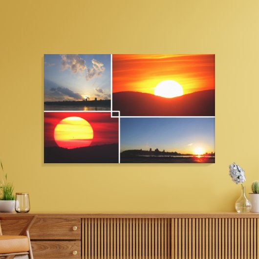 Aangepaste 4-foto Zonsondergangen Canvas Afdruk (Insitu (Woonkamer))